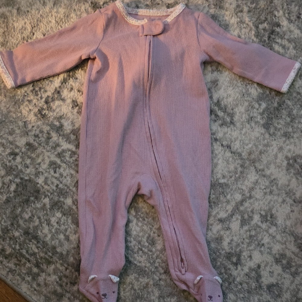 Carter's Pink Footed One Piece with Bear Details